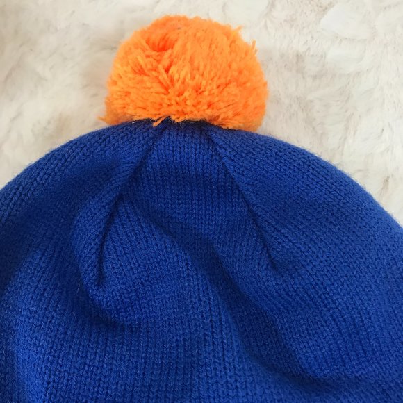 Bula knitted skull Beanie cap Orange pom fleece - Picture 3 of 7